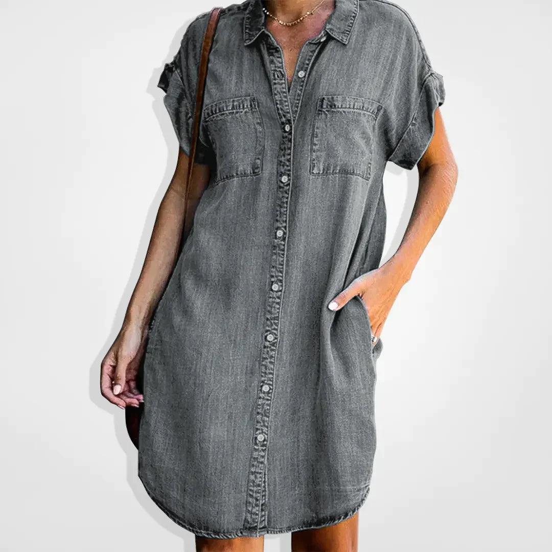 Levoire | Robe En Denim Decontractee Avec Une Touche Moderne Gris