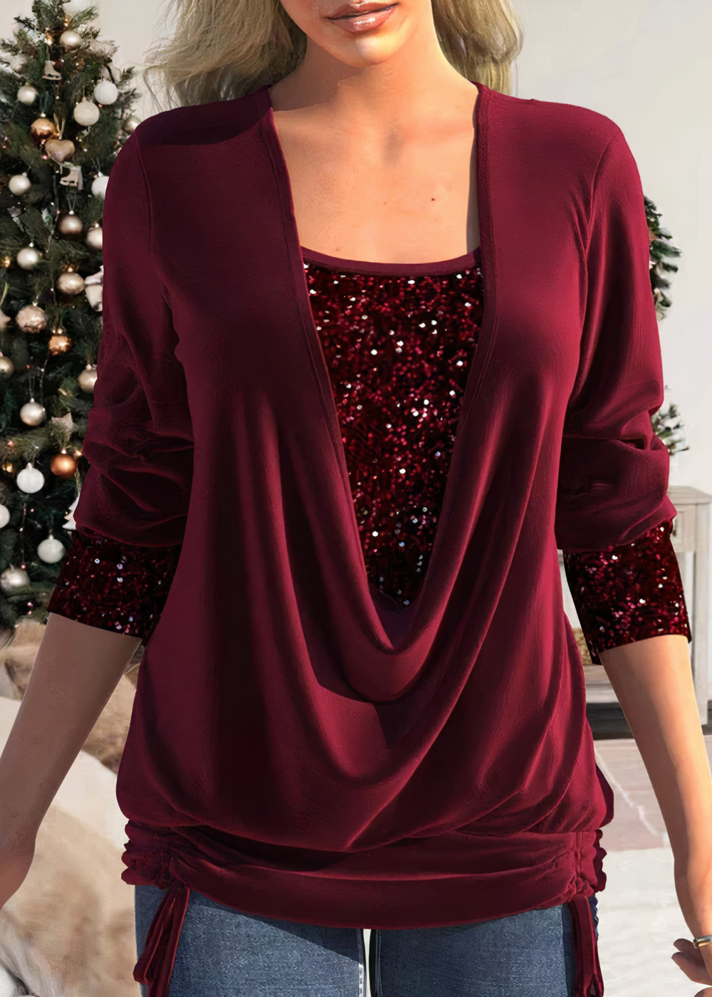 Levoire | La sophistication des blouses scintillantes Rouge