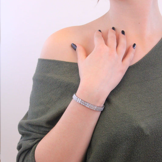 Levoire | Mathilde en zirconium plaqué rhodium orné de cristaux Scintillants - Livraison Offerte