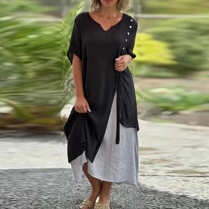 Levoire | Robe À Manches Courtes Et Décolleté En V Noir