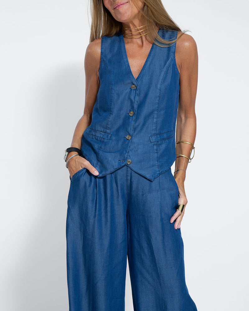 Levoire | Ensemble Élégant De Gilet En Lin Et Pantalon Large