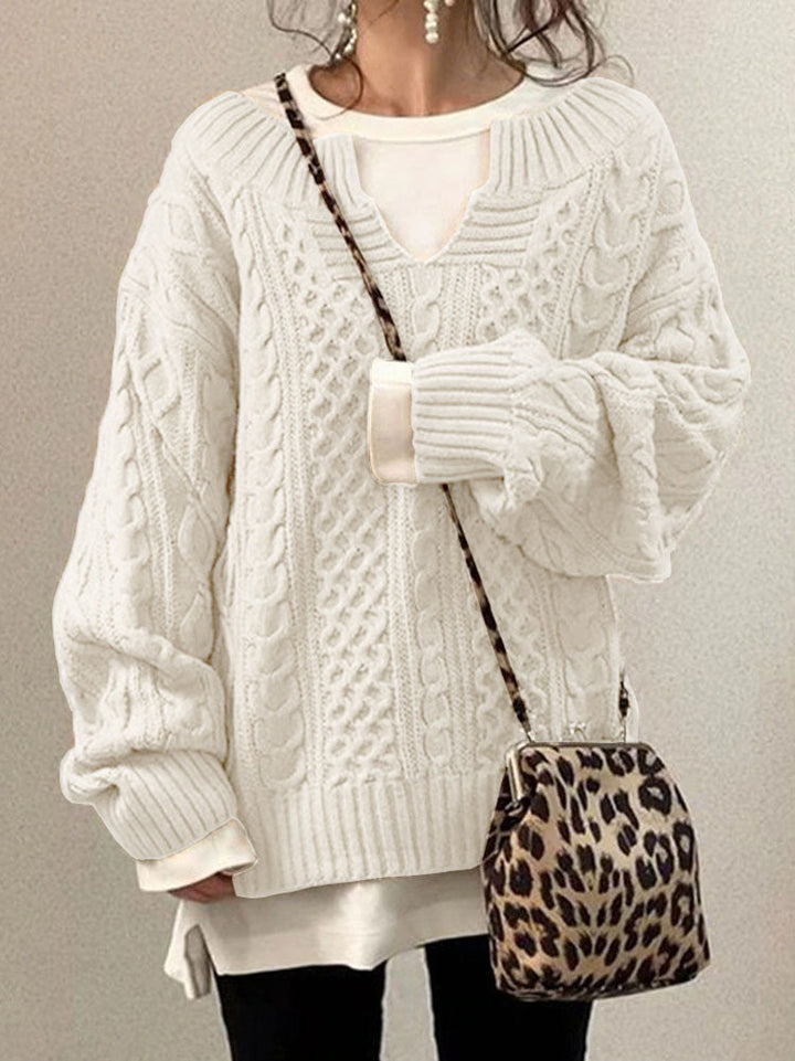Levoire | Pull En Tricot Confortable Grande Taille Avec Design Élégant Blanc