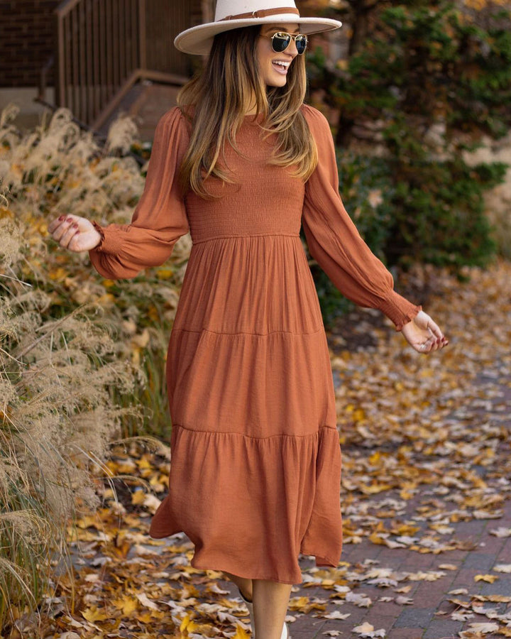 Levoire | Robe À Manches Longues Avec Couches Mi-Longues brique