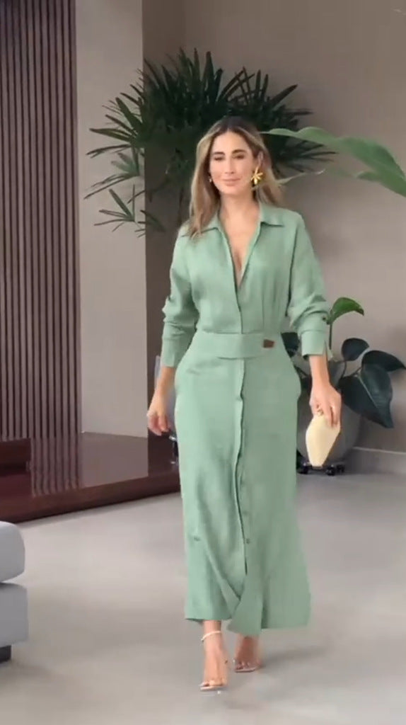 Levoire | Robe Chemise À Manches Longues Avec Fentes Latérales