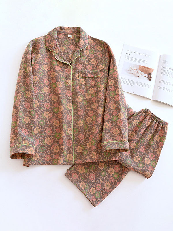 Levoire | Ensembles De Pyjama Léger Avec Manches Longues Et Motif Floral Lumière brune