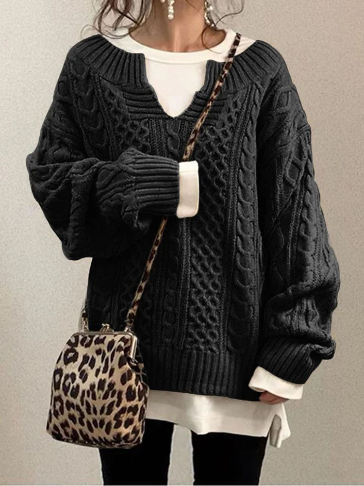 Levoire | Pull En Tricot Confortable Grande Taille Avec Design Élégant Noir