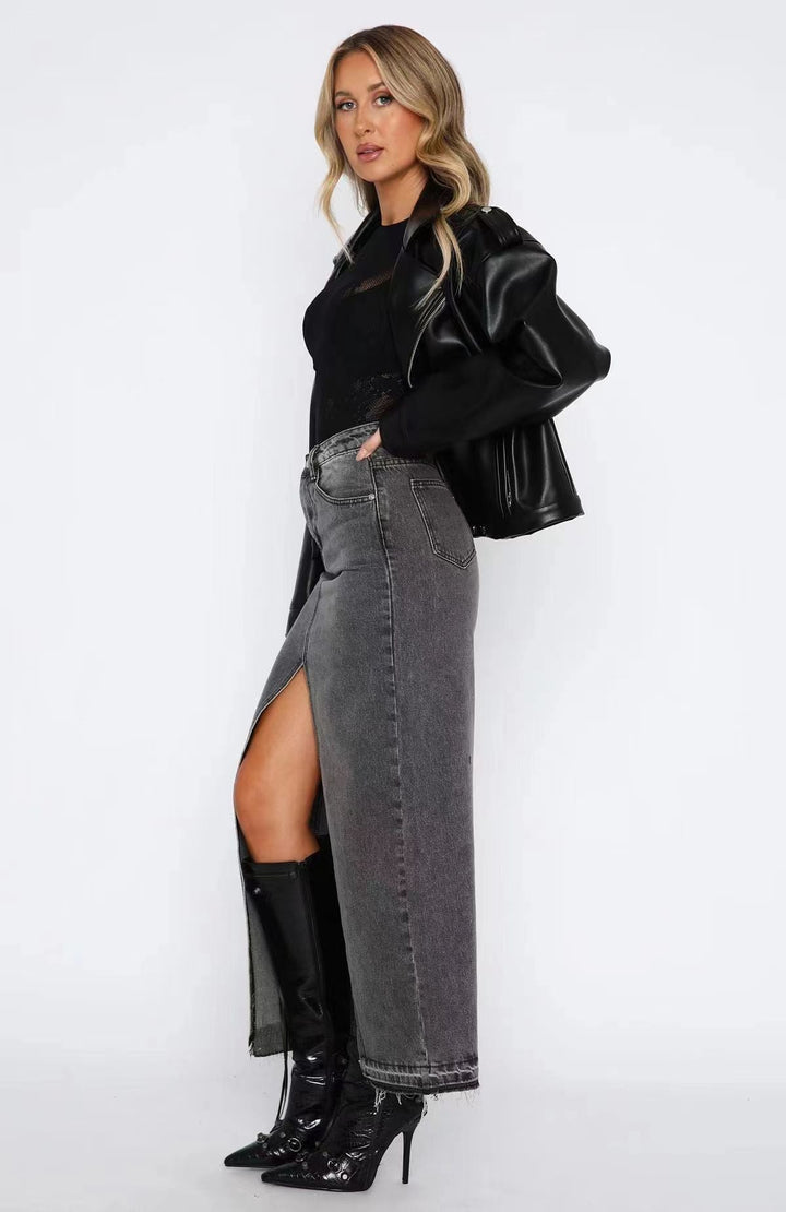 Levoire | Jupe En Denim Taille Haute Avec Fente