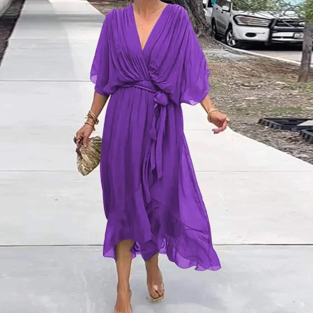 Levoire | Élégante Robe D'Été Avec Décolleté En V Lilas