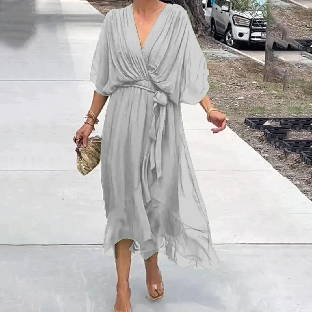 Levoire | Élégante Robe D'Été Avec Décolleté En V Gris