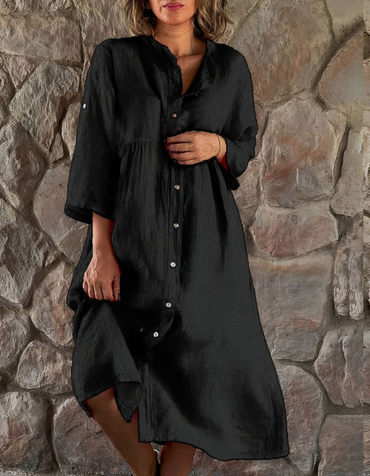Levoire | Robe de plage en coton et lin Noir