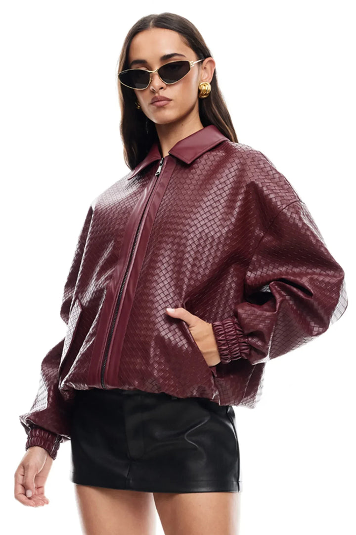 Levoire | Veste Bomber En Simili Cuir Tissé