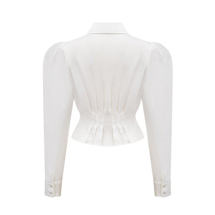 Levoire | Blanc Blouse À Encolure Froncée