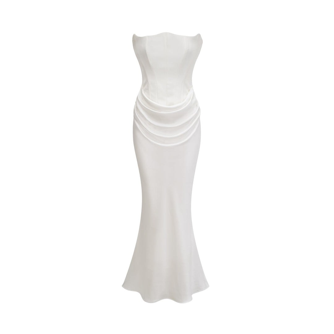 Levoire | Robe Maxi Drapée Off-Shoulder Blanc
