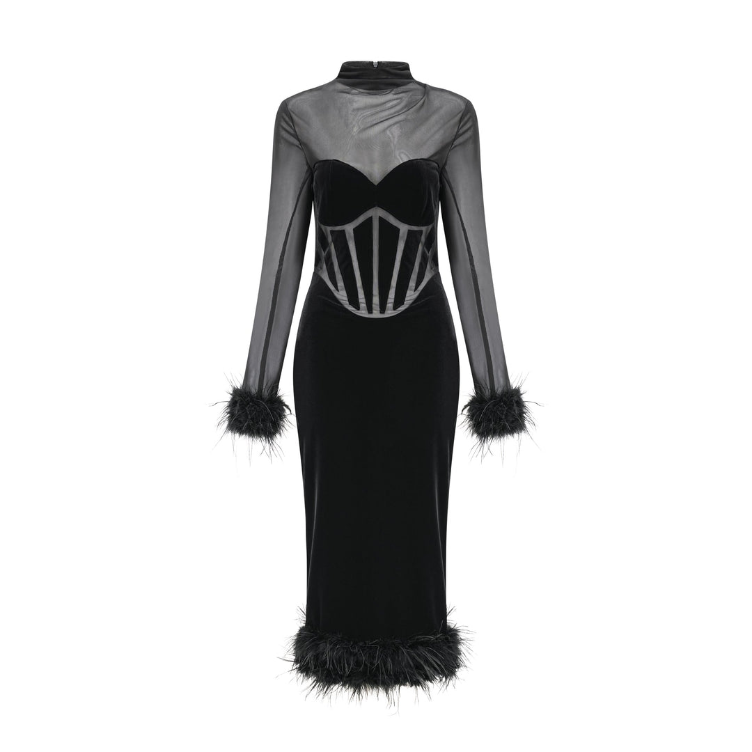 Levoire | Feder Découpe Velours Midi Robe
