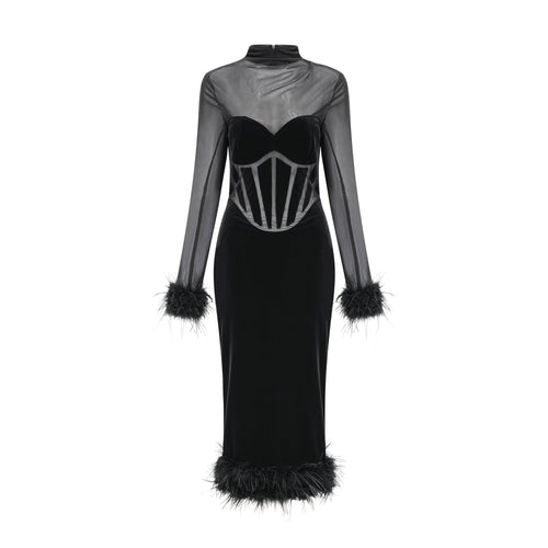 Levoire | Feder Découpe Velours Midi Robe