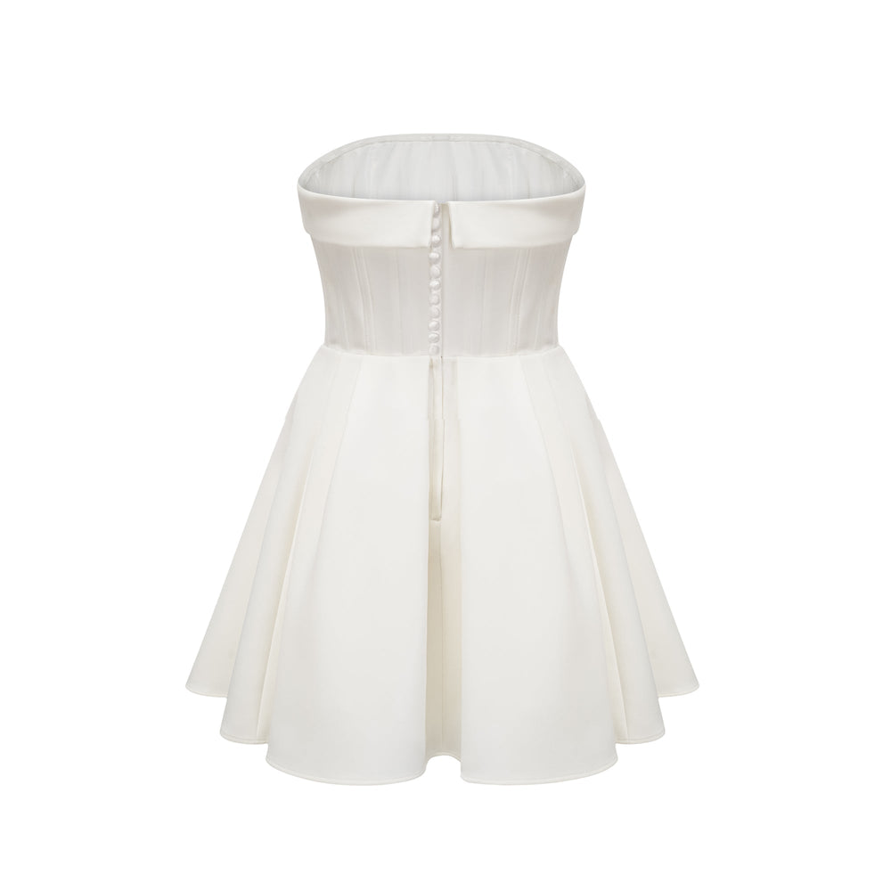 Levoire | Robe Évasée Blanche À Épaules Dénudées
