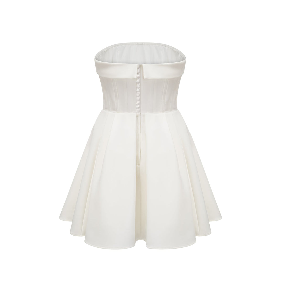 Levoire | Robe Évasée Blanche À Épaules Dénudées