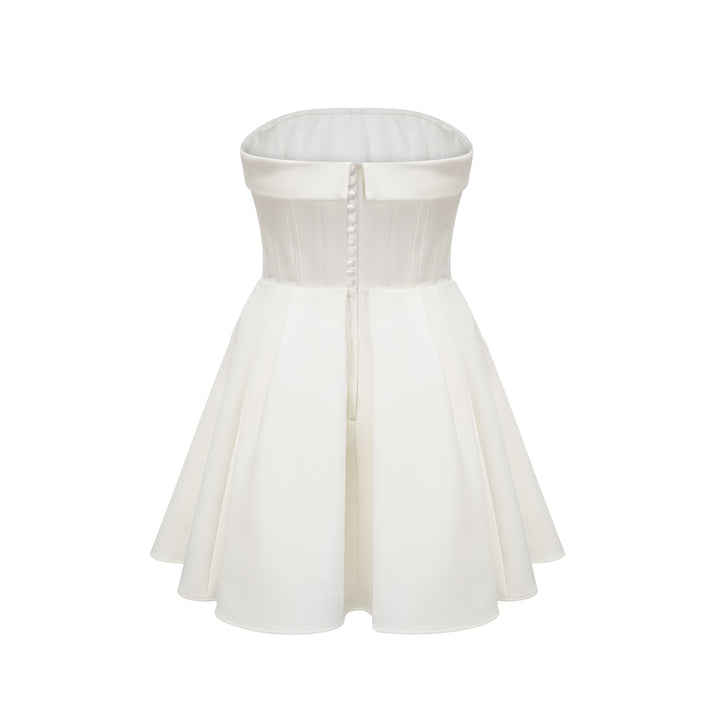 Levoire | Robe Évasée Blanche À Épaules Dénudées