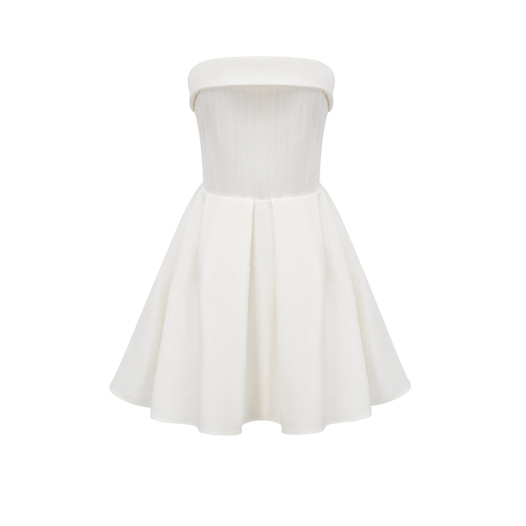 Levoire | Robe Évasée Blanche À Épaules Dénudées