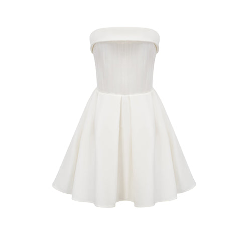 Levoire | Robe Évasée Blanche À Épaules Dénudées