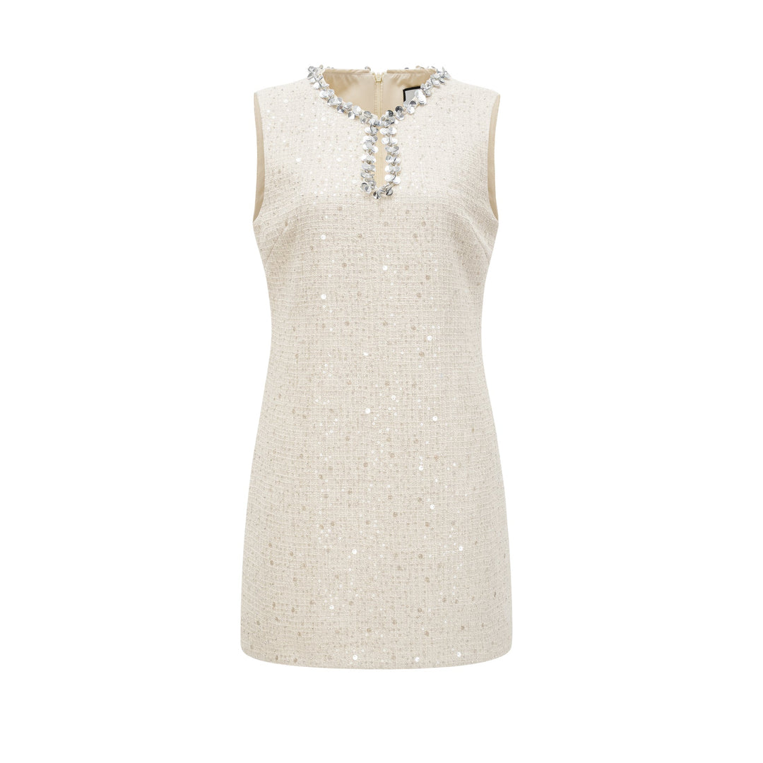 Levoire | Robe Mini En Tweed Pailleté Blanc