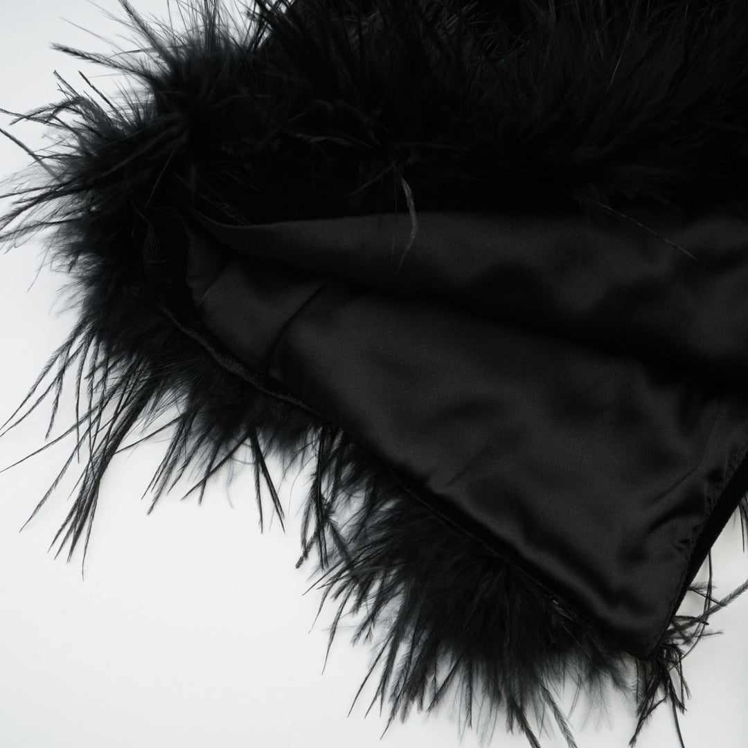Levoire | Avec Des Plumes Velours Midi Robe