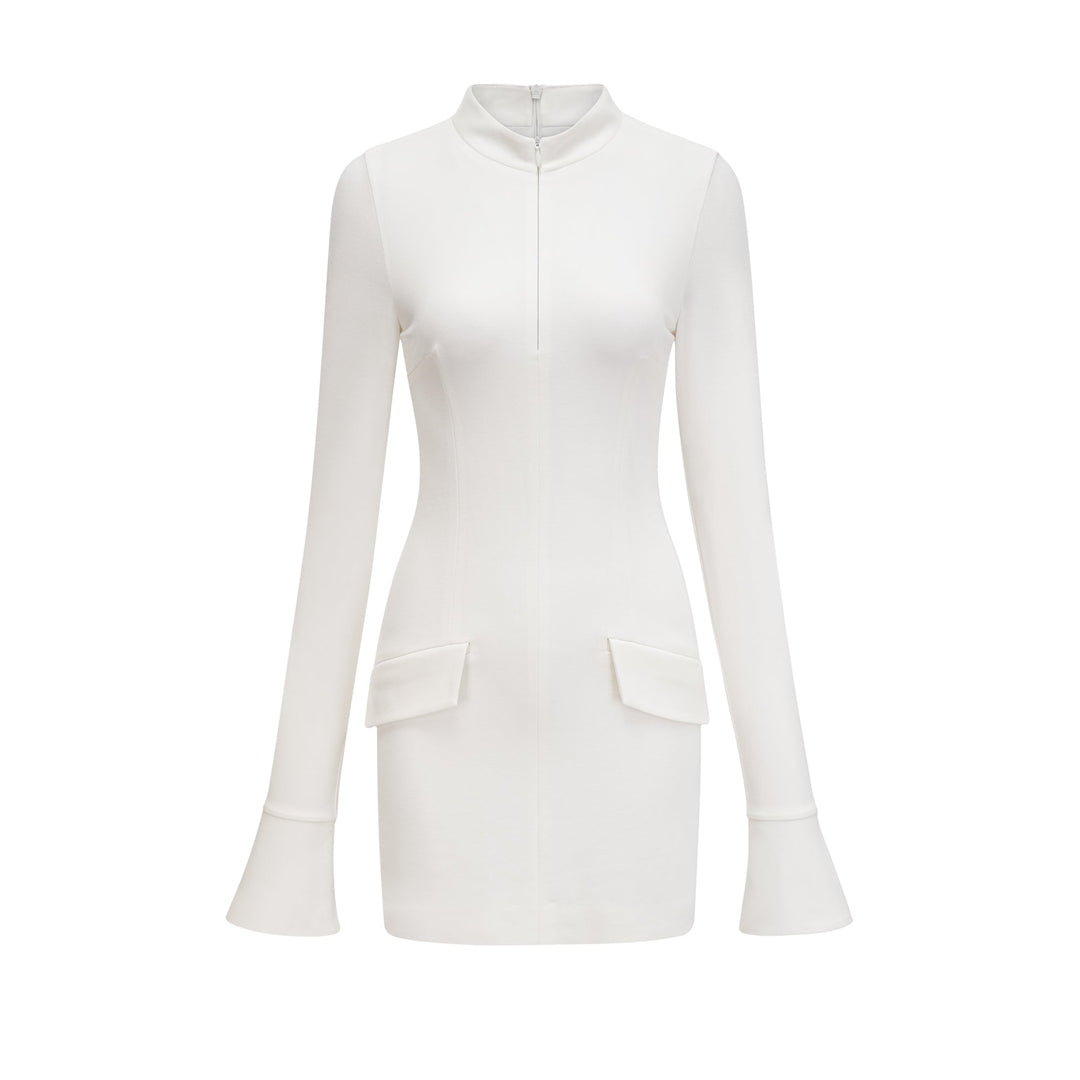 Levoire | Robe Mini Évasée À Taille Ajustée Blanc