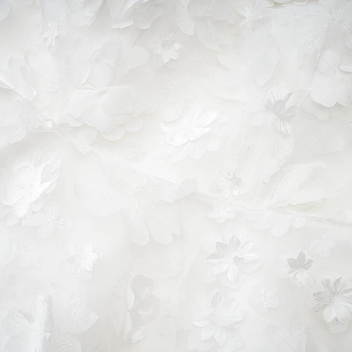 Levoire | Robe Mini Faux Fleurs Blanche
