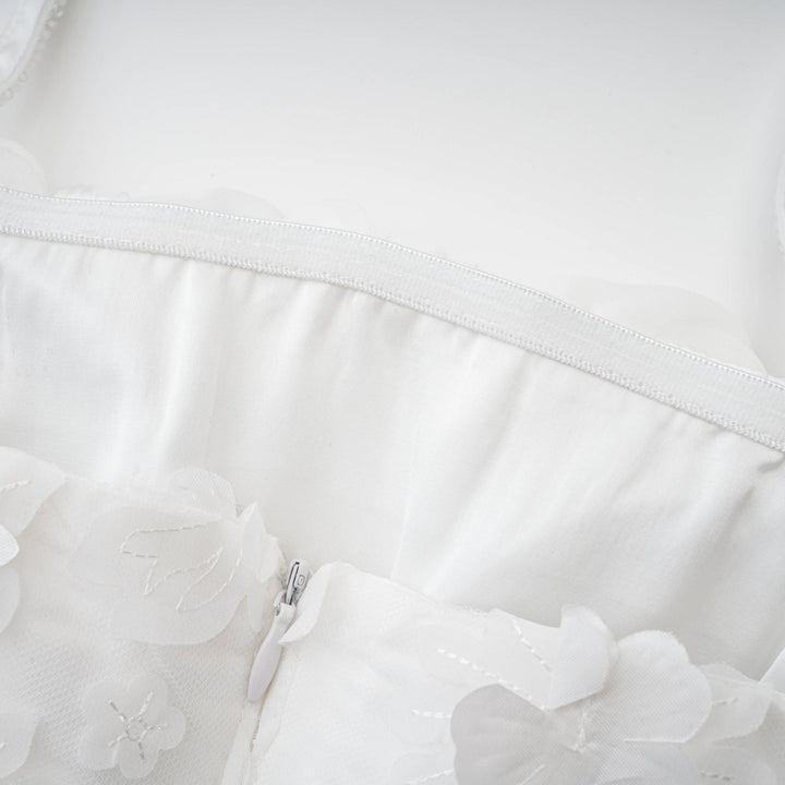 Levoire | Robe Mini Faux Fleurs Blanche