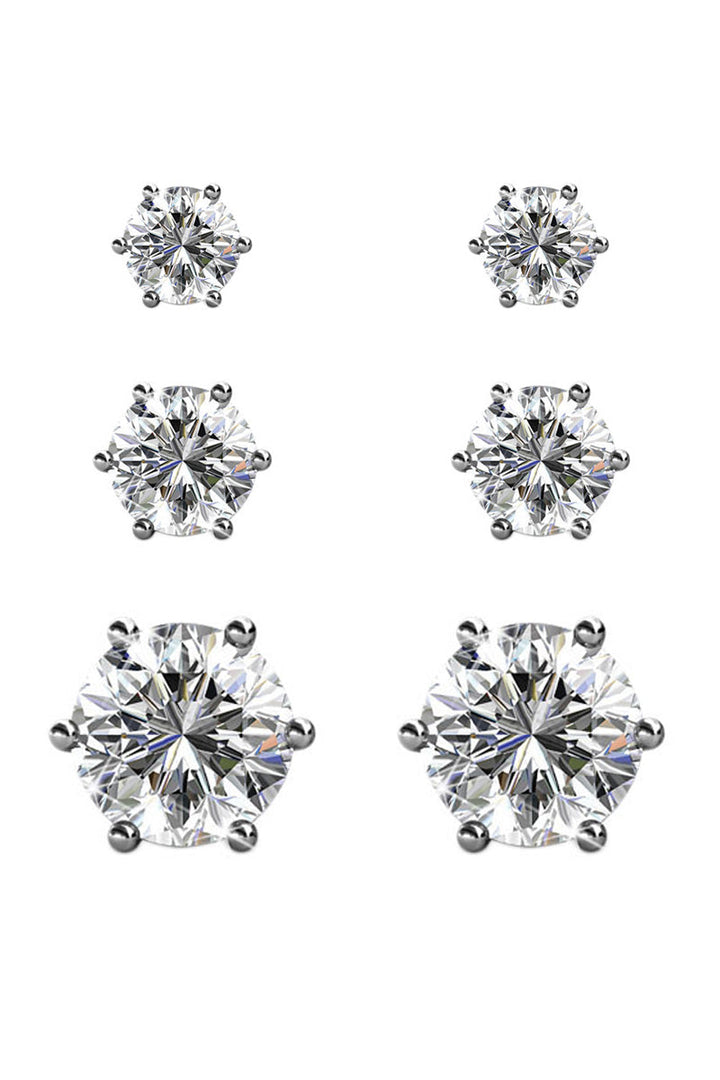 Levoire | Trinity de 3 paires de Boucles d'oreilles ornées de cristaux autrichien haute qualité - Livraison Offerte