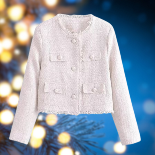 Levoire | Rento Manches Longues Col Rond Veste Courte Blanc