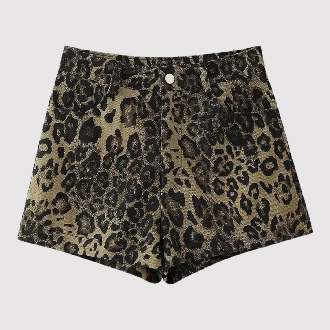 Levoire | Shorts Géométriques À Motif Léopard Noir