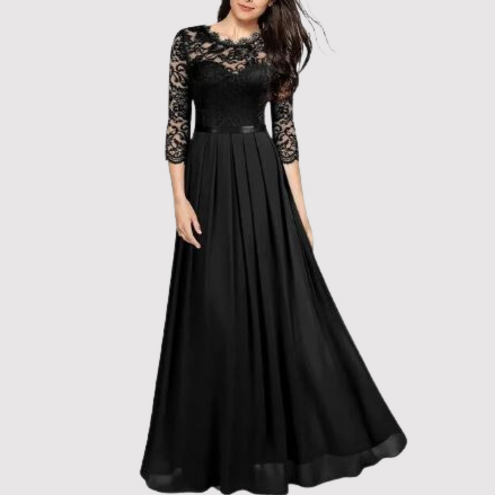 Levoire | Robe En Chiffon En Dentelle Chaude Noir