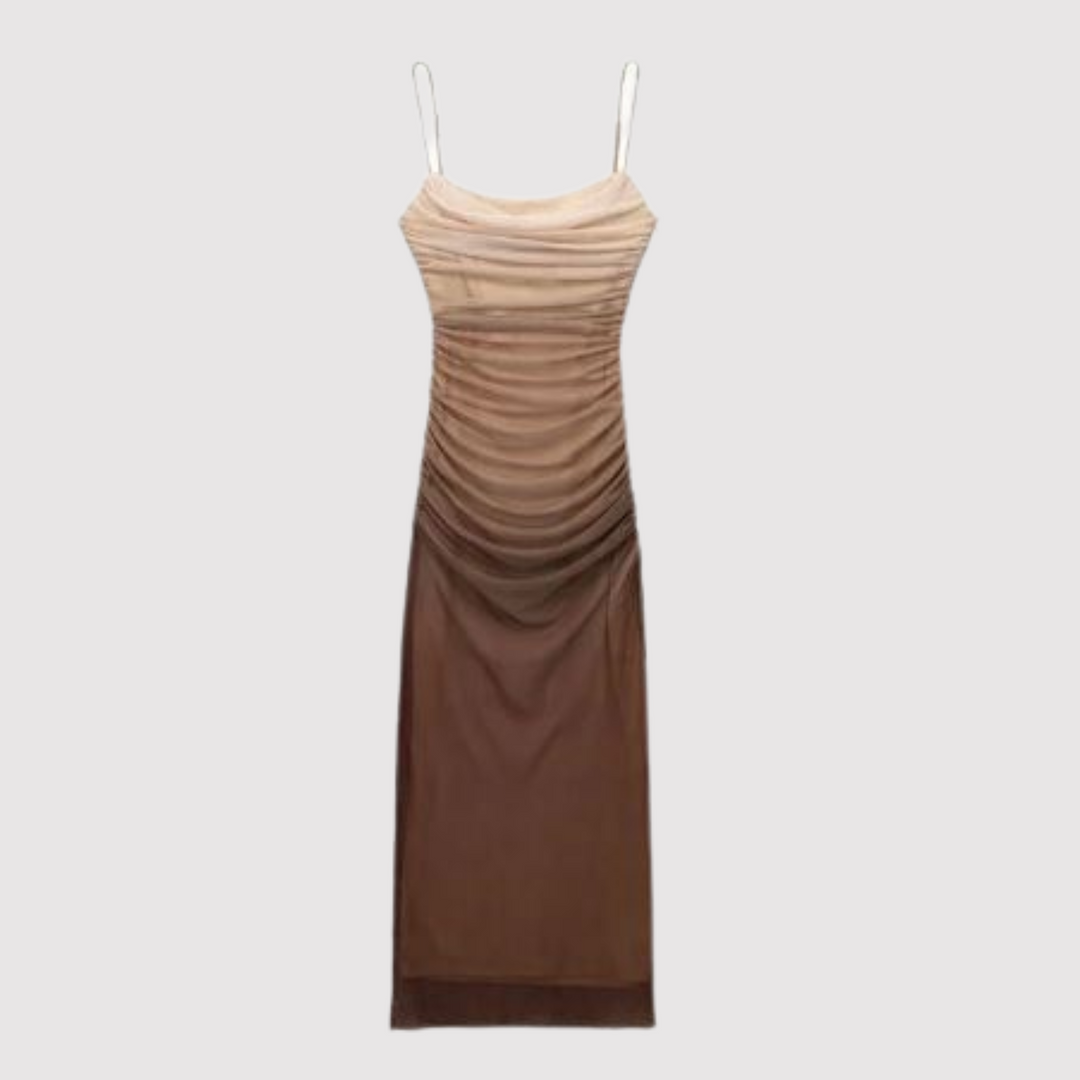 Levoire | Robe À Bretelles Spaghetti Noire Couleur Beige