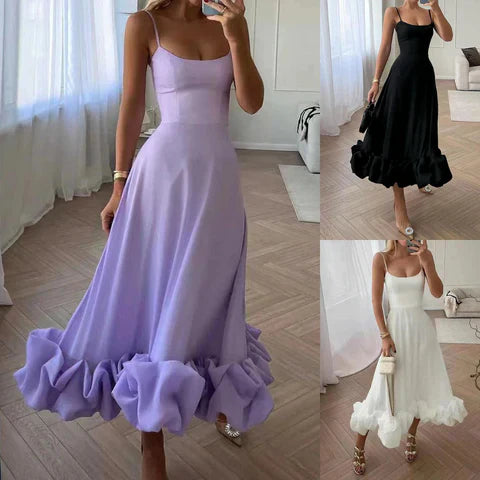 Levoire | Belle Robe Midi Avec Bretelles Et Découpe En U