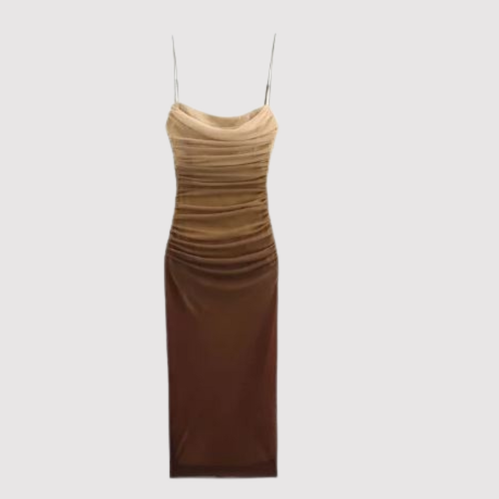 Levoire | Robe À Bretelles Spaghetti Noire Couleur Khaki