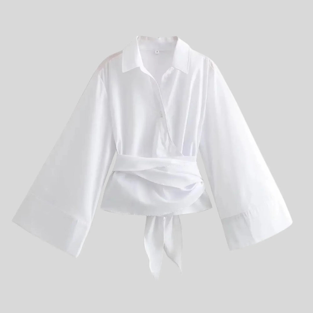 Levoire | Hauts Élégants Chemise Avec Ceinture Blanc