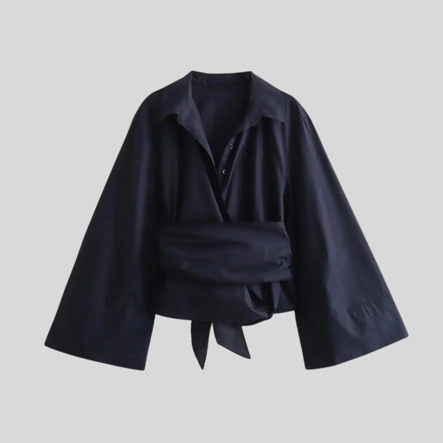 Levoire | Hauts Élégants Chemise Avec Ceinture Bleu