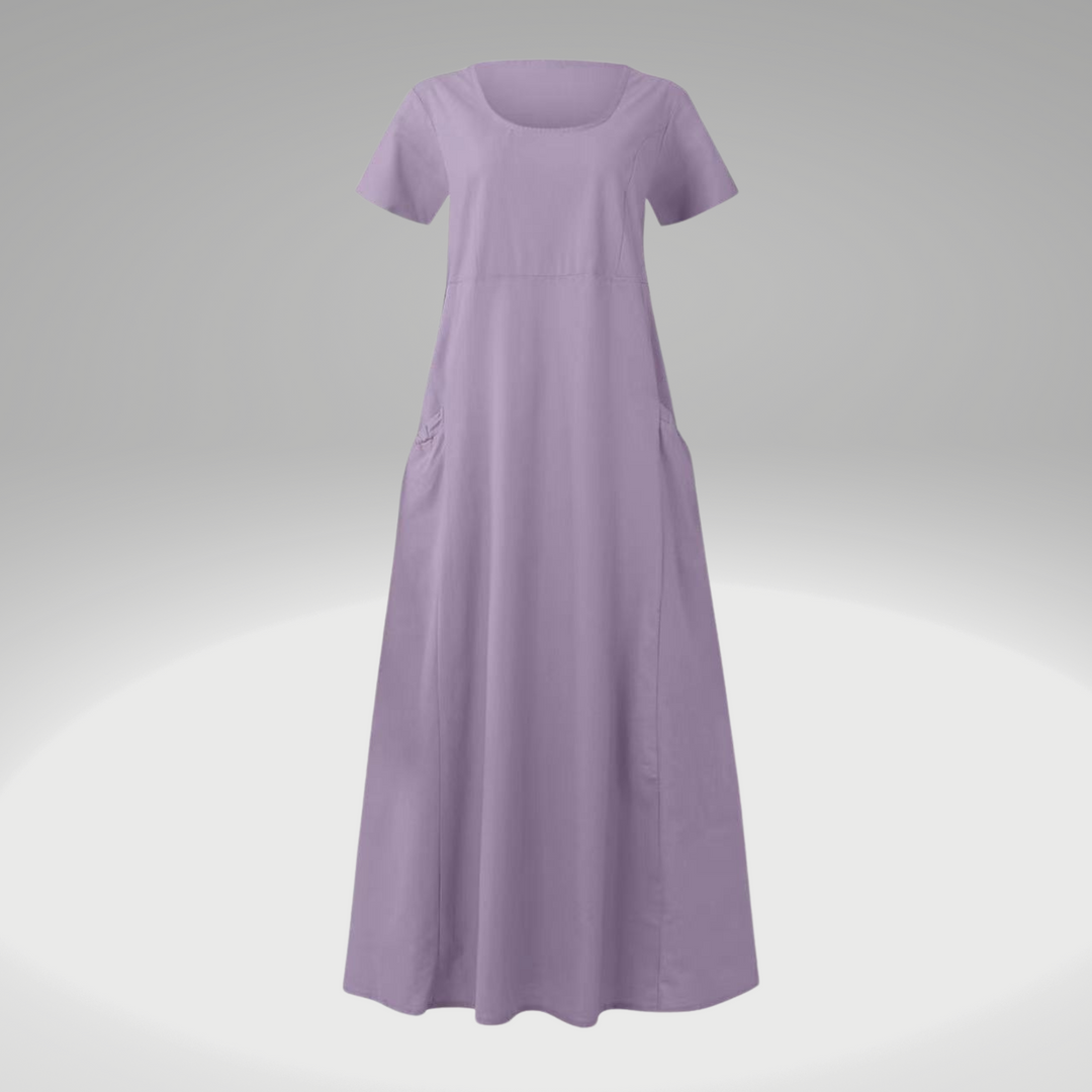 Levoire | Une Robe De Sac Ample, Uni, En Coton Et Lin Lilas