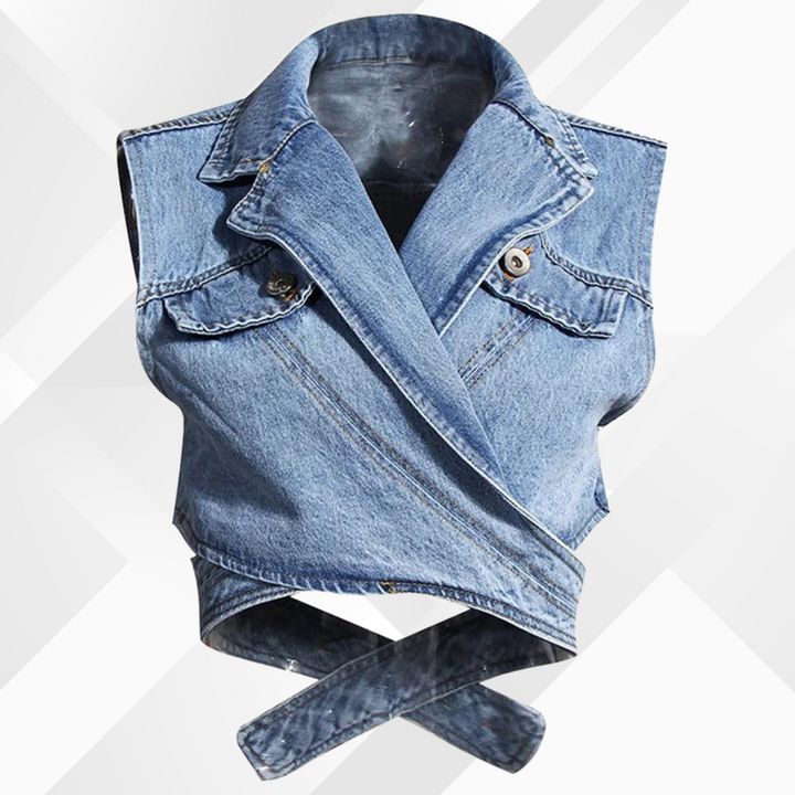 Levoire | Gilet En Denim Et Blouse À Manches Bouffantes Gilet bleu