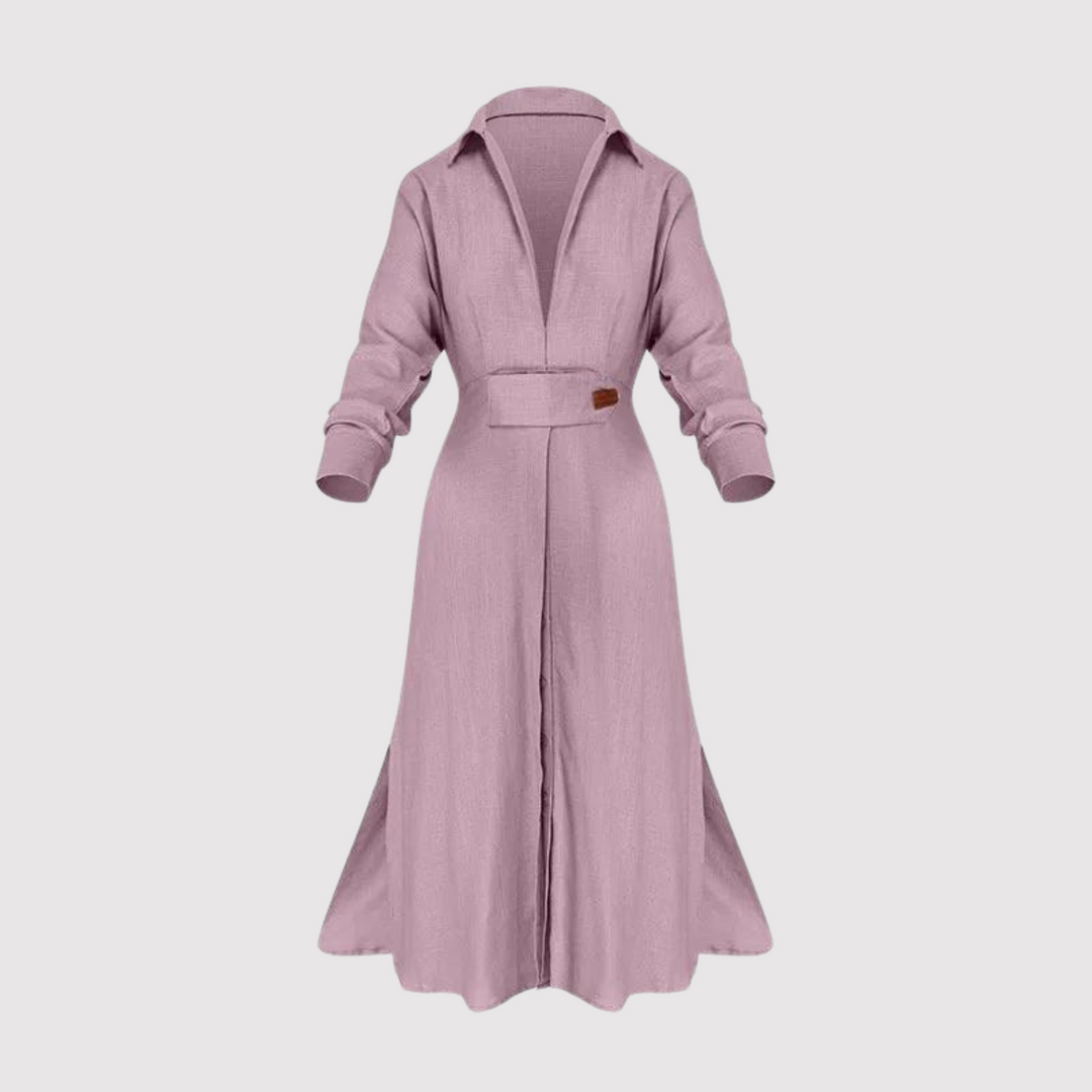 Levoire | Robe Élégante À Manches Longues Pour Femmes Avec Fente Latérale Rosa