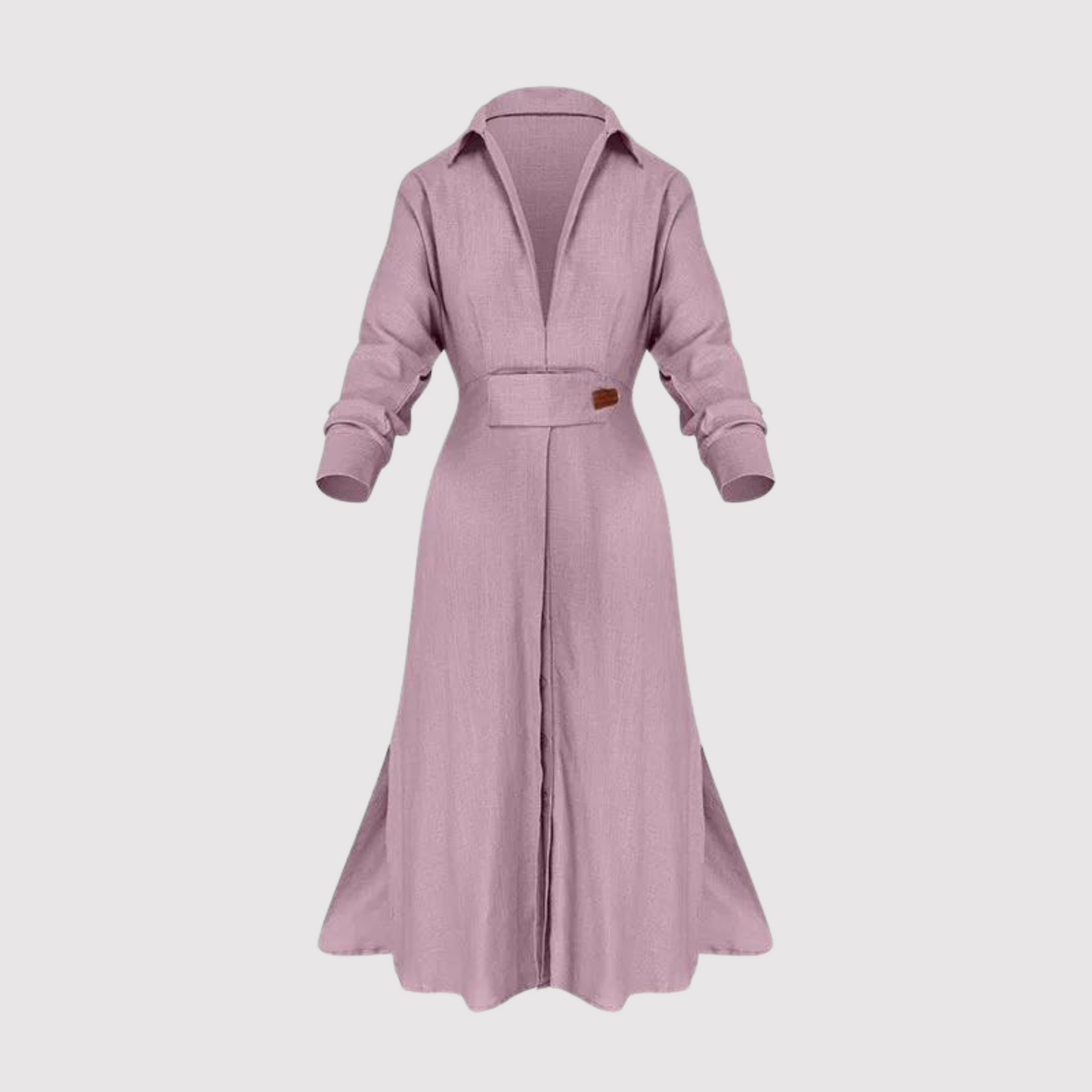 Levoire | Robe Élégante À Manches Longues Pour Femmes Avec Fente Latérale Rosa