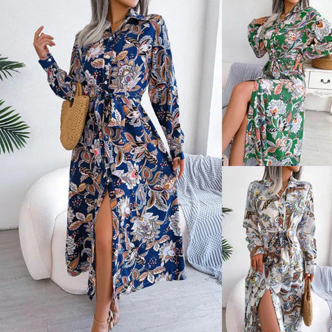 Levoire | Élégante Robe À Manches Longues Avec Motif Floral