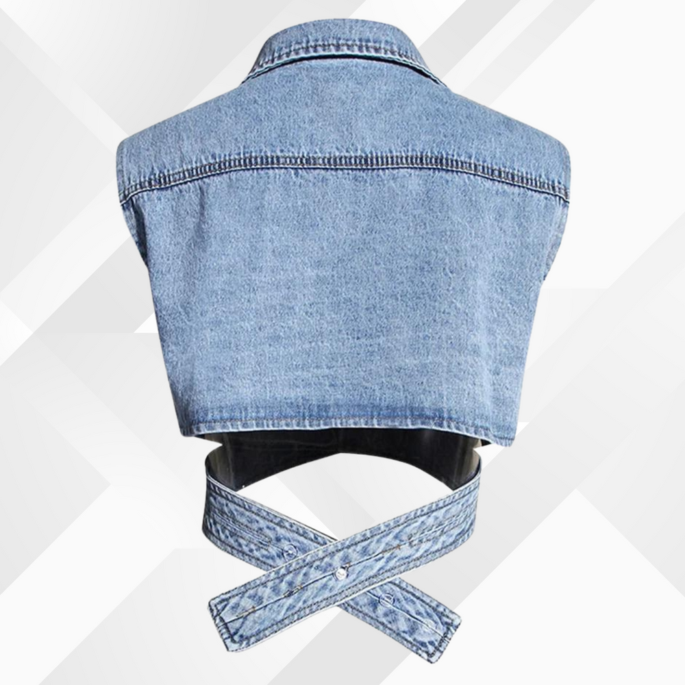 Levoire | Gilet En Denim Et Blouse À Manches Bouffantes