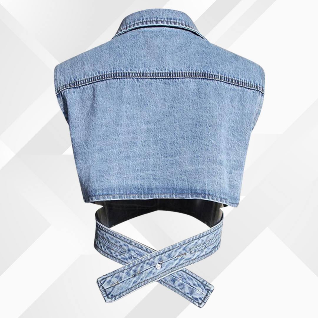 Levoire | Gilet En Denim Et Blouse À Manches Bouffantes