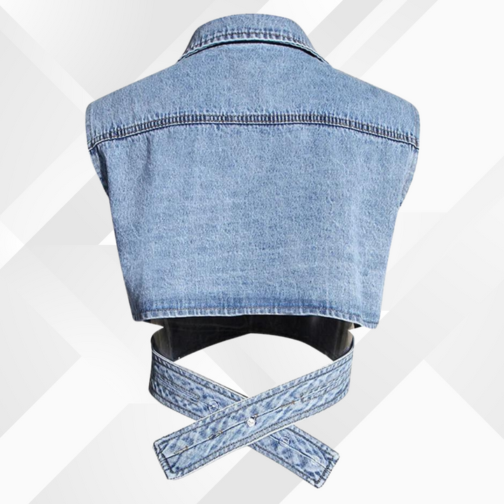 Levoire | Gilet En Denim Et Blouse À Manches Bouffantes