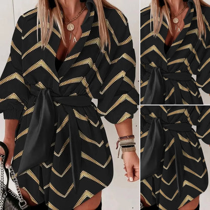 Levoire | Élégante Robe Longue À Manches Avec Décolleté En V