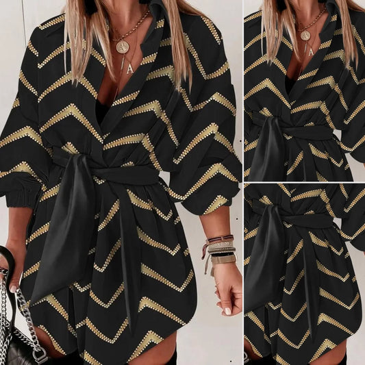 Levoire | Élégante Robe Longue À Manches Avec Décolleté En V