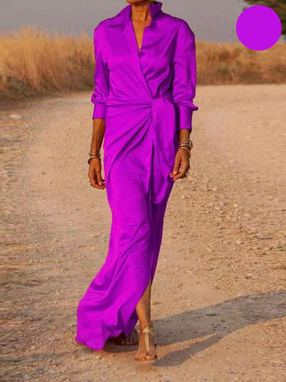 Levoire | Robe Longue À Col En V Pour Femmes Pourpre