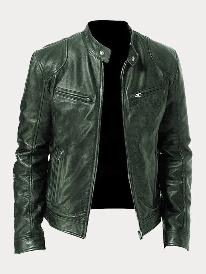 Levoire | Veste En Cuir Décontractée : Style Intemporel Et Confort Vert militaire